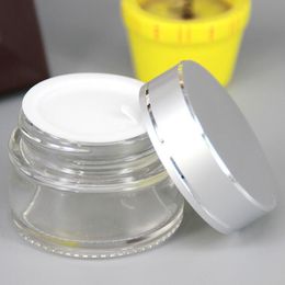 Wholesale 5G glass cream container,5ml glass cream jar with gold/silver/black cap, 5g glass cosmetic case LX1217