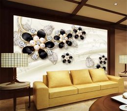 Custom Photo Wallpaper 3d 3D Embossed Jewellery Flower Squid Living Room TV Background Bound Wall Painting Wallpaper