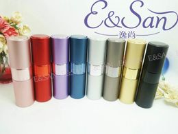 wholesale hot new 15ML Rotating Solid Aluminium Lipstick Tube Perfume Formula Spray Bottle