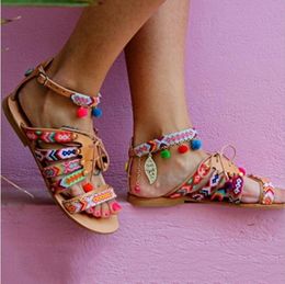 Hot Sale- Women Sandals Flat Bottomed and Large Size Womens Sandals Summer Beach Shoes Coloured Shoes Free Ship Newest Arrival Classic Style