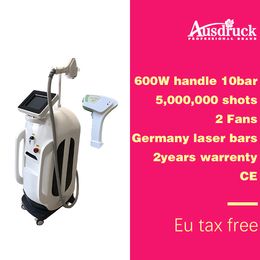 Pro 808nm Diode Laser Hair Removal Machine 600W power Freezing Painless fast 15mm*15mm Germany bars beam handle