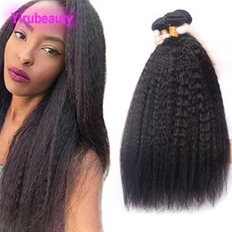 Human Hair Double Wefts Brazilian Peruvian Indian Malaysian Kinky Straight 3 Bundles Yaki 8-28 Inch OMG6