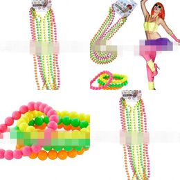 neon beads Australia - Colorful Beads Chain Dancing Party Decoration Neon Bead Necklace Real Color Connected Plastic Bracelet 3 2ap L1