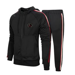 Men's Tracksuits Men Tracksuit Autumn Zipper Print Hoodies Pants Sets Sport Suit with 3 Colours EUR Size S-2XL