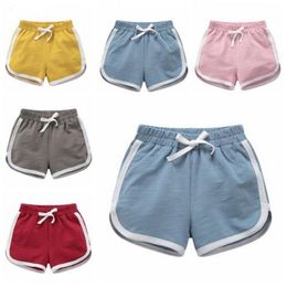 Girls Cotton Solid Shorts Baby Shorts Beach Summer Pants Casual Party Pants Drawstring Boutique Trousers Striped Outdoor Pants BZYQ6095