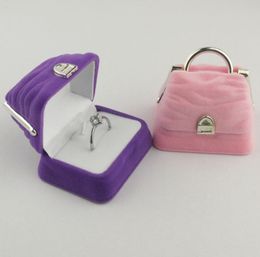 Handbag Jewelry Boxes Earring Ring Necklace Boxes Velvet Display Box Pink Purple