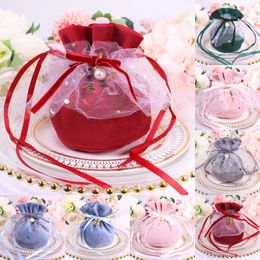 Velvet Gauze Candy Bag Wedding Anniversary Birthday Party Candy Favor Gifts Bag Baby Shower Favors Bag Velvet Cloth Jewelry Storage Bags