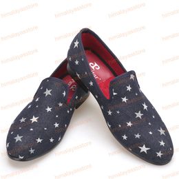 Men Denim Shoes Piergitar New Fashion Star Men Loafers Navy blue Plus Size Men's Flats Size US 4-17 Free shipping