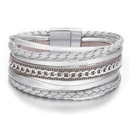 Silver Chain Man Skin Bracelet Originality Concise Artificial Weave Magnetic Buckle Bracelet