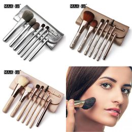 Portable 7 Pcs Makeup Brush Set Foundation Shadow High Gloss Eye Shadow Lip Gloss Tool with Makeup Bag