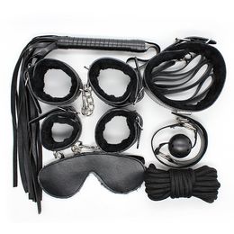 Sex Bondage Kit 7 Pcs/set Sex Products Adult Games Sex Toys Set Hand Cuffs Footcuff Whip Rope Blindfold Couples Erotic Toys Y190716