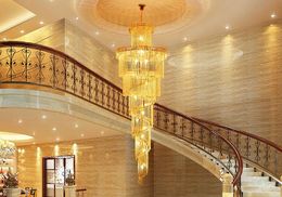 Crystal chandeliers led chandelier lighting luxury modern villas hotel stairs double duplex stairs crystal lights chandeliers MYY