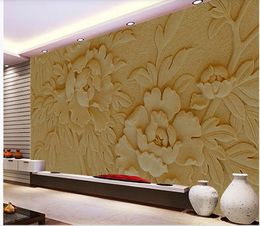 Custom 3d stereoscopic wallpapers peony relief wallpapers background wall 3D background wall painting