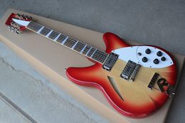 Factory Custom semi-hollow Cherry Sunburst Electric Guitar with 12 Strings,Chrome Hardware,HH Pickups,Can be Customised