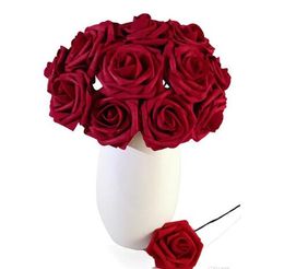 Colourful Foam Artificial Rose Flowers w/Stem, DIY Wedding Bouquets Corsage Wrist Flower Headpiece Centrepieces Home Party Decorative GB1213