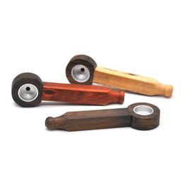 Pretty Wood Material Mini Portable Innovative Design Smoking Tube Metal Container Pipe High Quality Handpipe Handmade Hot Cake DHL