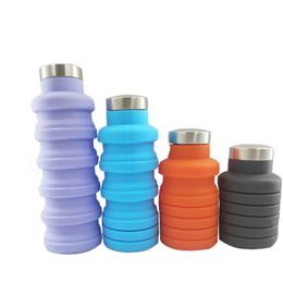 500ML Folding Water Bottle Retractable Coffee Bottles Portable Silicone Travel Drinking Bottle