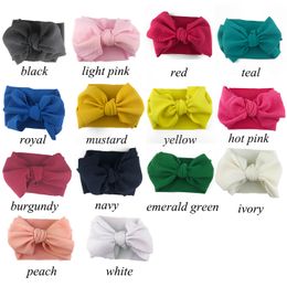 Kids Girl StretchTurban Headband Toddler Baby Big Bow Knot HairBand Solid Headwear Head Wrap Hair Band Accessories