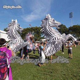 3m Inflatable Horse Costume for Outdoor Parade Performance and Holiday Events - Wearable, Blow Up big animal Mascot with Zebra Design