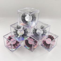 2020 New Arrival Crystal Clear Lash Box for 25mm 27mm Dramatic Mink Lashes Empty Clears Square Lashes Packaging