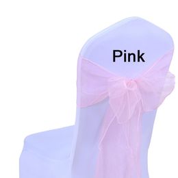 Wedding Chair Bow Sashes Organza Pearl Yarn chair Cover Bow Tie for Wedding Gift Vintage Party Decoration 7 X108 Sheer Organza Bows