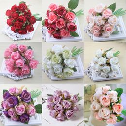 Bride Photography Flower Props Artificial Rose Bouquet Simulation Decor Fake Flowers Bride Artificial Rose DIY Wedding Decor Bouquet