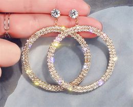 925 silver needle fashionable geometrical circle sets diamond earring female temperament joker water diamond pendant earrings female