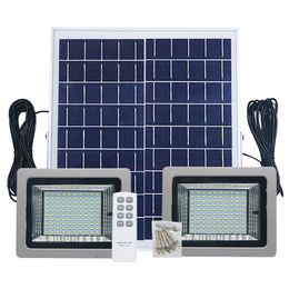 Edison2011 200 LEDS*2 Double Head Waterproof Outdoor Solar LED Flood Light with IR Remote Control Solar Garden Path Street Landscape Lamp