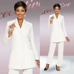 White Mother Of The Groom Pants Suit V Neck Long Sleeve Modest Wedding Guest Gowns Ankle Length Plus Size Evening Wear