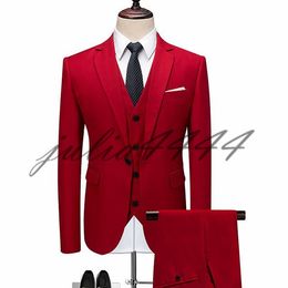 2019 New Fashion Mens Suits Slim Fit Three Pieces Wedding Groom Tuxedos Prom Suit Party Costumes Custom Made( Jacket+Pants+Vest+Tie)