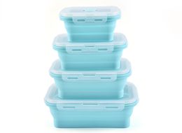 Silicone Folding Lunch Boxes Portable Folding Bowl Lunchboxes Collapsible Food Boxes Container350/500/800/1200ml