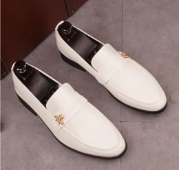 NEW Arrival British Black White Leather Men's Dress Shoes, Male Business Oxford ,top Quality Brand for Men Wedding Shoes Loafers