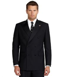 Popular Double-Breasted Groomsmen Peak Lapel Groom Tuxedos Groomsmen Best Man Suit Mens Wedding Suits Bridegroom (Jacket+Pants+Tie) B216