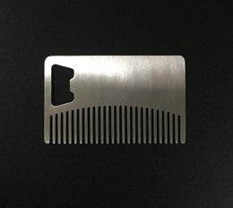 50pcs/lot Fast shipping ProfessionalComb B Card style Men's Moustache comb Beer openers Anti Static Stainless Steel Comb Bottle Opener SN3963