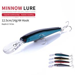 NEWUP 4pcs 12.5cm 14g Quality Minnow Pescaria Fishing Lure 3D Eye Bass Topwater Hard bait wobblers crankbait For fishing tackle