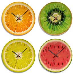 Fruit Wall Clock Orange Lemon Fruits Lime Pomelo Modern Kitchen Clock Watch Home Decor Tropical Fruit Wall Art Timepiece