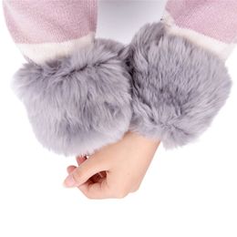 Fashion-15*10 cm Women Winter Wrist Warmer Oversleeve Faux Fur Windproof Arm Bracelet Wristbands Arm Sleeves