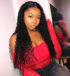 Pre plucked Curly lace front wig human Natural hairline brazilian virgin 360 full frontal wigs deep wave hair 130%density diva1