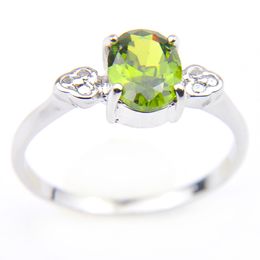 Luckyshine 925 Silver Vintage Rings Cut Oval Natural Green Olive Peridot Classic Popular Women Rings Party Accessory Rings Jewellery