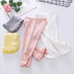 Baby Leggings Kids Girls Bowknot Article Pit Knitted Tights Infant Summer Cotton Cropped Trousers Children Stretchy Tights Pants YP899