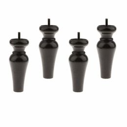 Furniture Foot Wooden Cabinet Foot, Height 150 Mm, 4 Pieces - Black