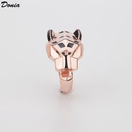 Donia Jewellery luxury ring fashion leopard head copper inlaid zircon European and American creative ladies handmade designer gifts