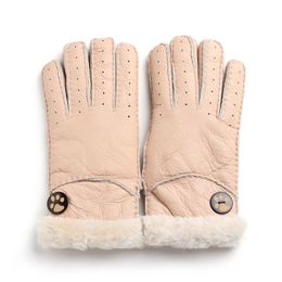 Fashion-1Pair Women's Warm Winter Gloves Sheepskin One Thickening Finger Breathable Sheepskin Hand-sewn Gloves 6 Colours