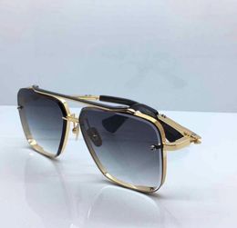 Square Sunglasses 121 Gold Brushed Frame with Grey Gradient Lens Men Sun Glasses UV 400 lens New with Box