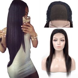 4x4 Closure Wigs for Black Women 180% 250% Density Human Hair Straight Lace Wigs Natural Black Color Cheap Peruvian Wig Remy Hair
