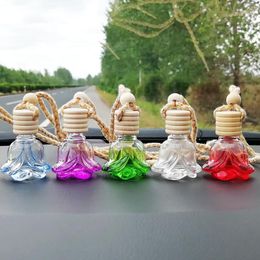 Colourful Essential Oil Auto Ornament Flower Shape Perfume Pendant Car Perfume Bottles Car-styling Air Freshener LX1620