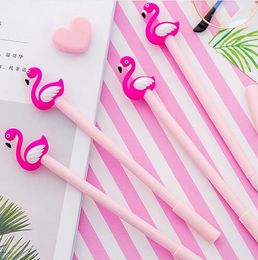 Cartoon 0.38mm Writing Pen Lucky Pink Flamingo Gel Pen Signature Pen Escolar Papelaria School Office Supply GB466