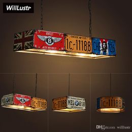 vintage Licence plate pendant lamp iron number plate suspension light metal lighting dinning room restaurant hotel loft shop