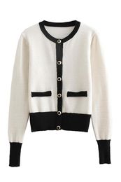 Retro jacket women's 2018 autumn and winter new ladies soft touch sweater knit cardigan black sweater white