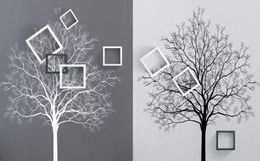 black and white tree simple 3D TV background wall wallpaper for walls 3 d for living room